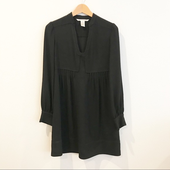 DVF Veda Crepe Babydoll Dress LBD - Picture 2 of 8